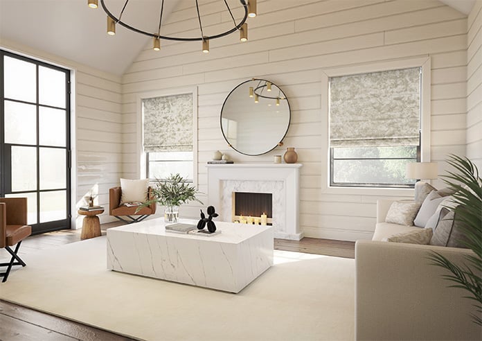 Cyrus Crushed Velvet, Cream - Motorised Roman Blind - Image 6